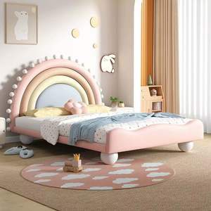 Rosa sognante principessa bambini letto in legno massello imbottito <span class=keywords><strong>cuore</strong></span> Design moderno letto per ragazze adolescenti camera da letto - Product Image 1