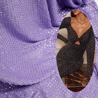 FB003 Tissu en maille élastique de luxe avec strass, tissu en tulle à cristaux thermocollants pour robe de mariée, robe de soirée, robe de bal