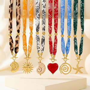 Collana Bandana in Acciaio Inossidabile, Choker Estivo Placcato Oro <span class=keywords><strong>con</strong></span> Ciondolo Oceano N787 - Product Image 2