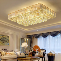 Plafonnier en cristal rectangulaire moderne en or pour décor de plafond de maison de restaurant de hall d'hôtel