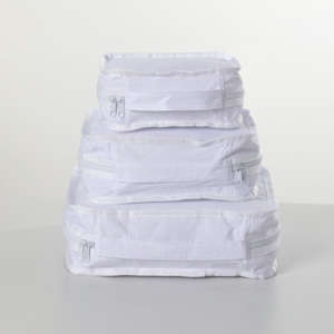 Set di 3 Borse Portaoggetti per Valigie, Organizzatori Pieghevoli per Bagagli, Cubi da Viaggio in Tessuto Seersucker - Product Image 3