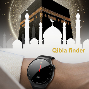 Montre connectée de sport musulmane Sunroad avec écran tactile AMOLED, musique, appels, fréquence cardiaque, direction de la Qibla, design élégant, légère, en métal - Product Image 6