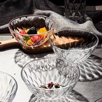 Ensemble de 6 bols à salade de fruits modernes et élégants en verre transparent hydroformé, écologiques, capacité 350 ml