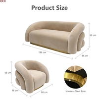 Canapé en tissu velours au design moderne et luxueux, à dossier incurvé multi-niveaux, pour la maison, le salon, l'hôtel, le bureau, le salon de coiffure, le hall d'accueil, les événements