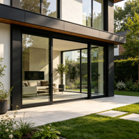 Porte coulissante de patio en aluminium à rupture de pont thermique avec moustiquaire rétractable et double vitrage pour maisons résidentielles américaines
