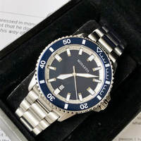 Montre mécanique de plongée de luxe, cristal saphir, lunette en céramique bleue, cadran noir, étanche 200 m, acier inoxydable, montre pour homme