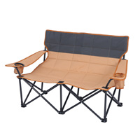 Kursi Lipat Ganda untuk Bersantai di Luar Ruangan, Kursi Camping Baja Karbon, Kursi Pancing dengan Sandaran Sofa, Lipat Modern, Oxford, untuk Pasangan