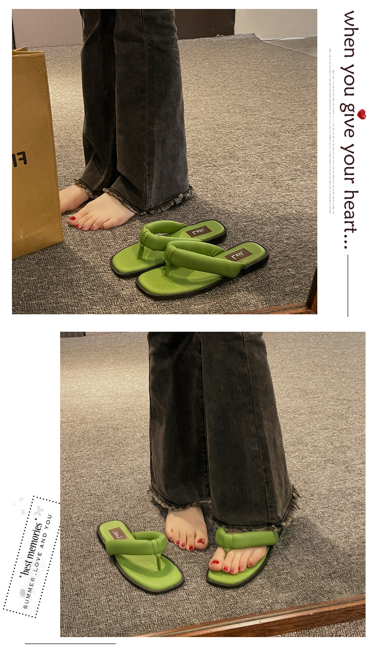 Summer Fashion PU Casual Flat Shoes Non-slip Slides Sandals Indoor Slippers for Women