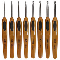 Ensemble de 8 crochets en aluminium souple marron avec manche en plastique, outils pour le tricot et le tissage