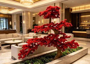 Albero Artificiale - Pino Accogliente, Nuovo Stile Cinese per Esposizione in Hotel, Decorazioni con Piante Verdi per Scale e Interni - Product Image 5