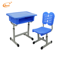 Ensemble de chaise de bureau réglable et mobile multifonction avec plateau en plastique, 1 tiroir, design moderne, structure en acier pour la maison, le bureau et l'école