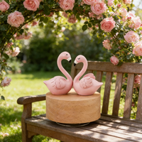 YIYU Boîte à musique rotative flamant rose romantique à mouvement rapide en bois de hêtre, mécanisme 8 tons, cadeau créatif pour la Saint-Valentin, son 30s