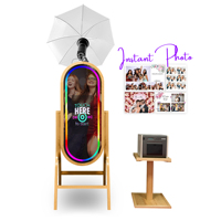 Machine à Selfie pour Événements de Mariage et Fêtes, Kiosque Photo en Bois avec Écran Tactile, Miroir Magique en Bois avec Étui