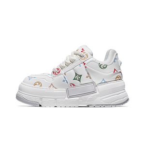 Nouvelles Chaussures de Skateboard Sportives Tendance 2026 Blanches Imprimées Colorées à Lacets pour Hommes et Femmes à Semelle Épaisse - Product Image 3