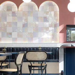 150x150mm şeker beyaz açık gri gökkuşağı cam mozaik karo Backsplash vitray mozaik banyo, dükkanı dekor Ins tarzı