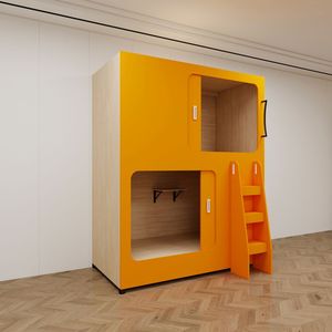 Cama cápsula moderna para hotel, litera para albergue juvenil, con almacenamiento con cerradura, para apartamento o dormitorio, individual, sencilla, de madera, tipo cápsula de descanso para viajeros - Product Image 2