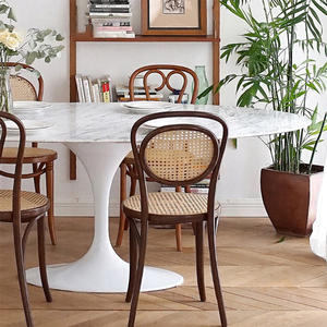 <strong>Mahogany</strong> Bentwood <strong>Dining</strong> <strong>Chair</strong> with Rattan Back and Seat - Product Image 4