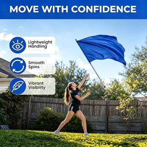 KHAMPA Spinning Color Guard Flag 71 In Blue Lightweight <b>Dance</b> Flag With <b>Pole</b> And Carrying Bag For Cheerleading Events - Product Image 6