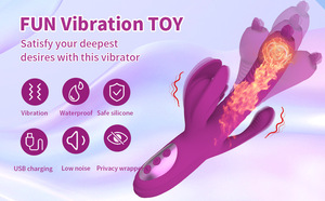 Vibrador Conejo 10 Velocidades, Vibrador Dildo Punto <span class=keywords><strong>G</strong></span> de Silicona Impermeable, Estimulador de Clítoris, Masajeador Vaginal - Product Image 6