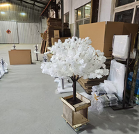 Arbre artificiel durable en fleurs de cerisier, fleurs blanches, arbre en fleurs de cerisier en soie pour la décoration de mariage