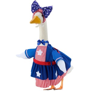 Traje Patriótico para <span class=keywords><strong>Ganso</strong></span> con Gorro a Juego - Disfraz para Mascotas con Bandera Americana de Estrellas y Rayas para Patos y Gansos Blancos Grandes - Product Image 2