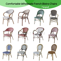 Fauteuil de Terrasse Empilable pour Café Extérieur, Mobilier de Jardin en Rotin Français, Chaise Bistrot Parisienne pour Cafétéria et Restaurant