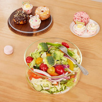 Grand saladier polyvalent en verre écologique avec couvercle en bois d'acacia pour desserts, fruits, chips et pâtes