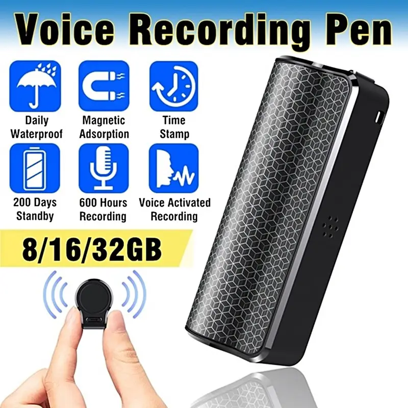 8GB 16GB 32GB Q70 Digital Audio Voice Recorder MP3 Player Long Standby Magnetic Voice Activated Mini Recording Pen Built-in HD M