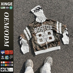 Sudadera con Capucha de 450 g/m² de Alta Calidad para Hombre, con Estampado Gráfico Digital Personalizado, Cierre de Cremallera y Mangas de Doble Capa, Estilo Camuflaje - Product Image 1