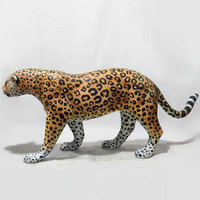 Statue de léopard en fibre de verre sur mesure de grande taille, réaliste, couleur personnalisée, sculpture de jardin