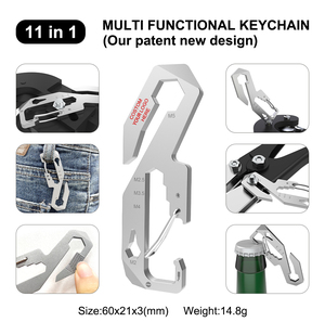 10 in 1 EDC ใช้งานได้หลากหลายของขวัญเล็กๆของชำร่วยที่เปิดขวดสแตนเลสอุปกรณ์พวงกุญแจ - Product Image 2
