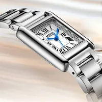 Montre à quartz de luxe pour femme Mark Fairwhale, mini cadran carré, bracelet en acier étanche, ultra-fine 7 mm, montre-bracelet de soirée pour femme FW-3680