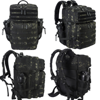 Sac à dos tactique Trailpop en toile Oxford haute densité résistante à l'eau, équipement de patrouille, 45L, noir camouflage