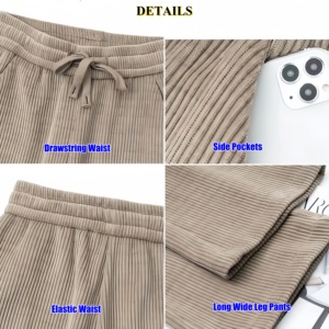 <span class=keywords><strong>Pantaloni</strong></span> Invernali Caldi da <span class=keywords><strong>Donna</strong></span> alla Moda Casual in <span class=keywords><strong>Velluto</strong></span> a <span class=keywords><strong>Coste</strong></span> a Gamba Larga con Fodera in Spesso Pile, Vita Alta e Coulisse - Product Image 5