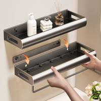 Étagère murale de salle de bain multifonctionnelle moderne JIAYI en acier au carbone, sans perçage, en forme d'arc, pour shampoing et lait corporel