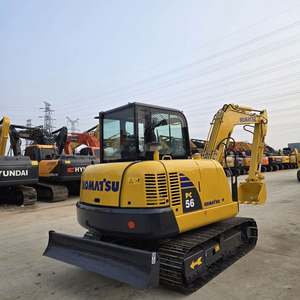 Pour mini-excavatrice KOMATSU PC56 de 5,6 tonnes, en bon état, avec chenilles flexibles, prix abordable, moteur, pompe, boîte de vitesses, ensemble essentiel. - Product Image 2