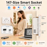 Prise intelligente Wi-Fi Zigbee Tuya personnalisable, norme britannique, panneau tactile en verre, USB Type C 20W, charge Android, prise domestique, commande vocale
