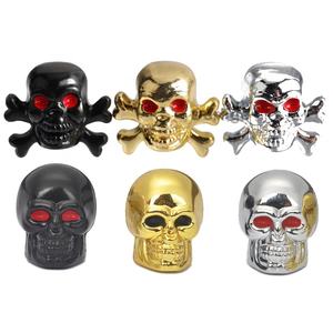 Hot Rod ATV Argent Chrome Crâne Forme Moto Vélo Pneus <span class=keywords><strong>De</strong></span> Voiture <span class=keywords><strong>Valve</strong></span> Stem Caps - Product Image 1