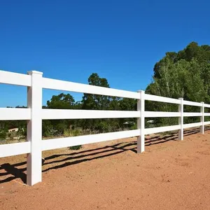farm property fencing, three rails plastic farm fence pvc