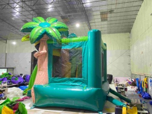 Équipement de location pour fêtes, château gonflable combiné toboggan en PVC commercial, <span class=keywords><strong>jungle</strong></span> tropicale, perroquet, château gonflable certifié CE, capacité de 600 kg, facile - Product Image 3