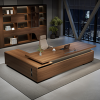 Bureau de direction en bois massif de luxe haut de gamme, ensemble de bureau moderne et simple, mobilier en bois de haute qualité