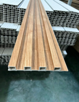 Panel Dinding PVC WPC Tahan Air Tahan Api, Komposit Kayu Plastik, Papan Sirip Beralur untuk Pelapis Hotel Indoor/Outdoor, TV