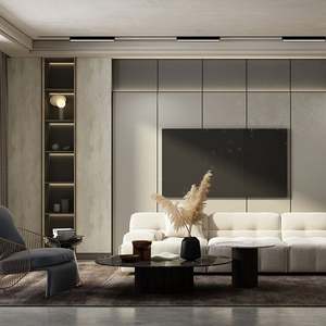 Meuble TV de salon, unité murale moderne de luxe avec support TV mural flottant, portable en bois - Product Image 5