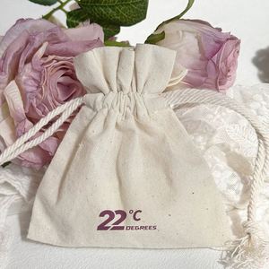 New Fashion Cotton Fabric <b>Drawstring</b> Bag Customized Logo Printed Natural Cotton Canvas Dust-proof <b>Pouch</b> for Gift - Product Image 2
