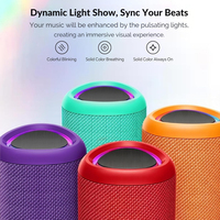 Enceinte Bluetooth compacte portable, étanche IPX5, TWS, 15h d'autonomie, lumière LED dynamique, son HD pour le camping en plein air, la plage, la piscine