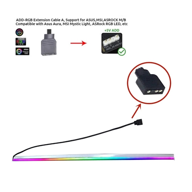 Addressable ARGB Motherhood Side Diffused RGB LED Strip Light Bar for Computer Gamer Cabinet Decoration for PC Case