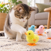 Jouet pour chat Kinghon en peluche, poussin rebondissant, interactif, pour jeu autonome, coloré, dessin animé, divertissement intérieur/extérieur