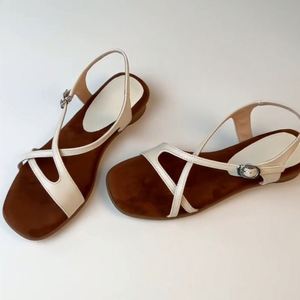 Premium <b>Soft</b> Cowhide Woven Design Vintage Open Toe Roman Sandals Stylish Women Casual Walking Beach <b>Shoes</b> - Product Image 6