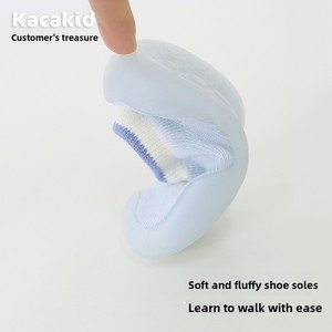 Chaussures antidérapantes pour bébés et enfants, dessus en coton, semelle en caoutchouc, design chaussette souple, utilisation intérieure/extérieure, unisexe - Product Image 3
