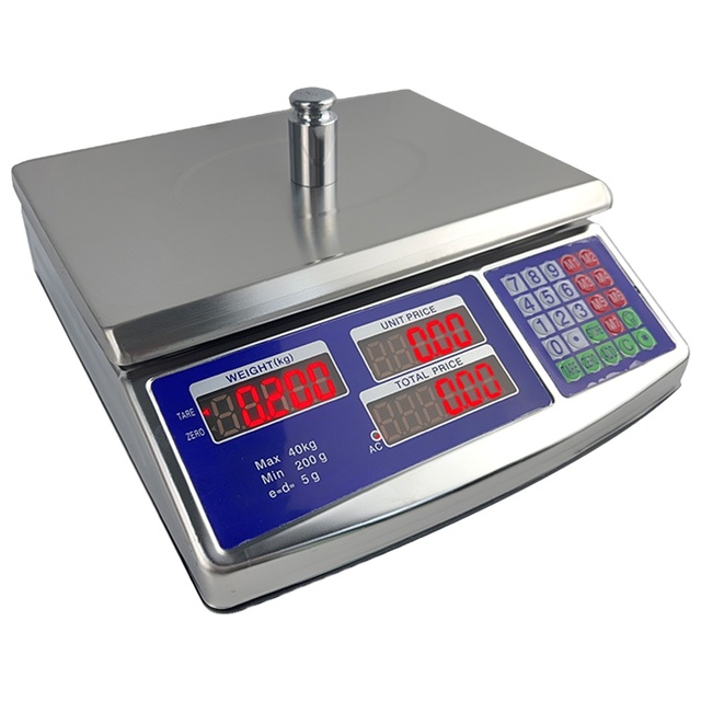 40kg Digital Stainless Steel LCD Bench Scale ACS Price Computing Weight Scale 30kg 35kg 30kg 15kg 6kg Fruit Balance 1g Display